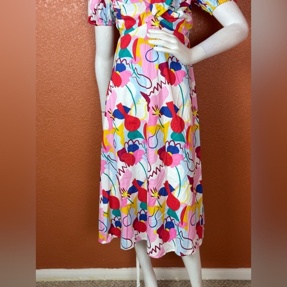 FREE PEOPLE Glamorous Abstract Rainbow Colorful Abstract Print dress Size 6. E51 - Picture 16 of 16